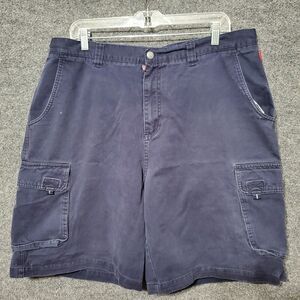 Vintage Quiksilver Cargo Shorts Mens 38 Navy Blue Baggy Y2K Skate Surf Faded